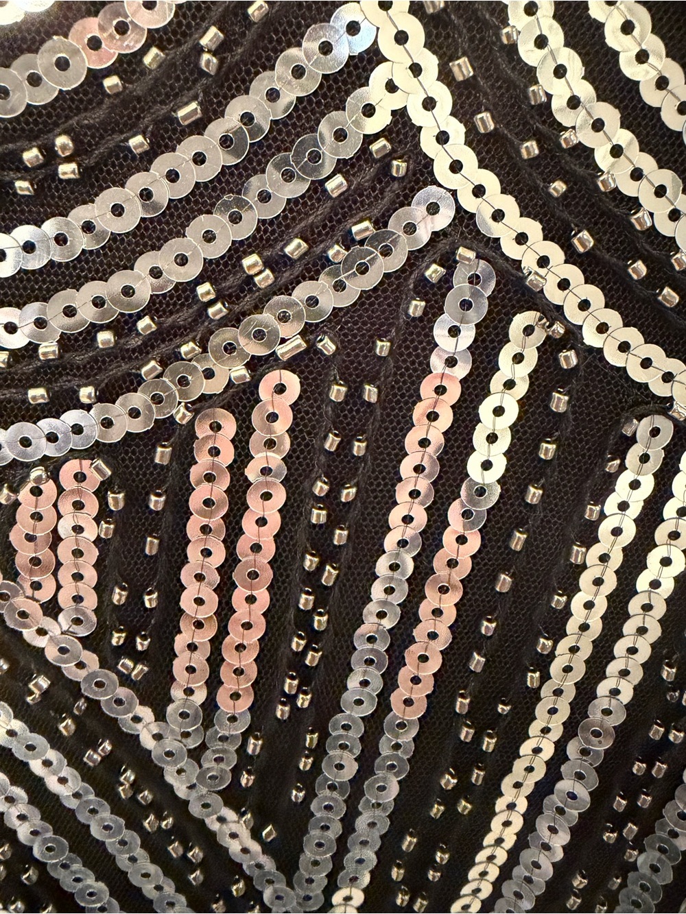Fundaisy Black Silver Sequin Fringe Gatsby Cocktail Dress XS - Picture 4 of 6